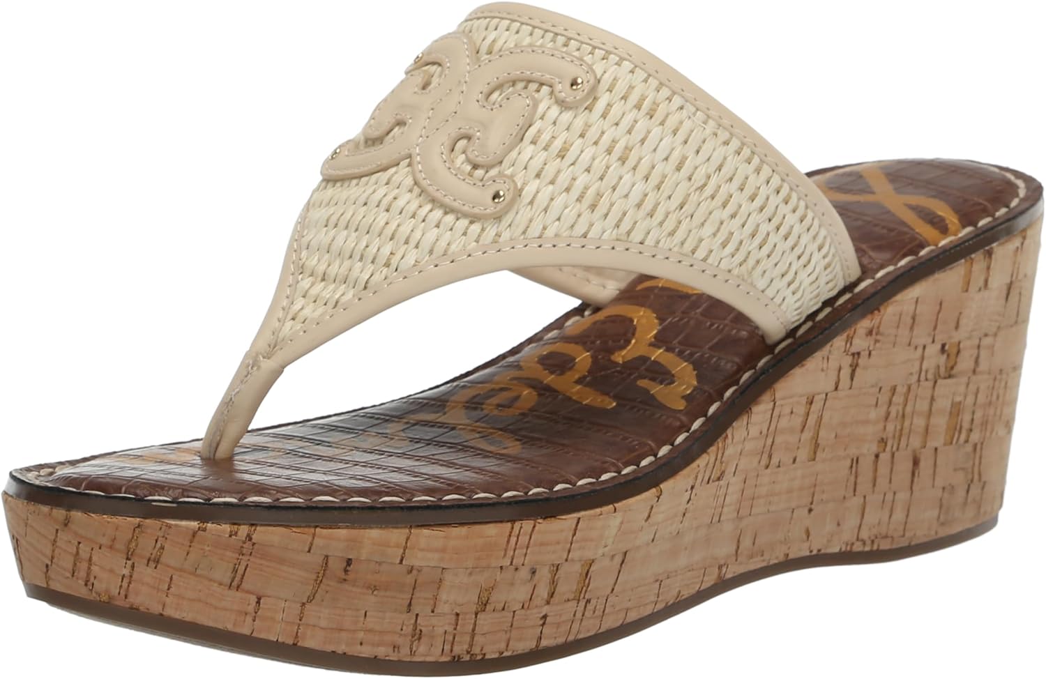 Sam Edelman Women's Ruth Logo Cork Platform Thong Slide Sandals