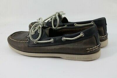 Sperry Top-Sider Preowned A/O 2-Eye Men's Grey/Navy Boat Shoe 9M (SPRRY772)