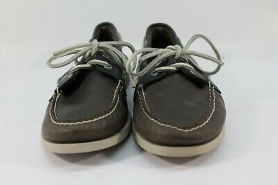 Sperry Top-Sider Preowned A/O 2-Eye Men's Grey/Navy Boat Shoe 9M (SPRRY772)